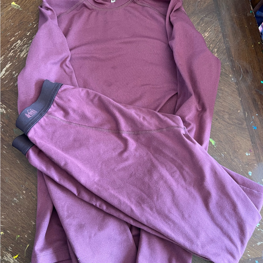 Mauve Girls size 10/12 REI base layers set
